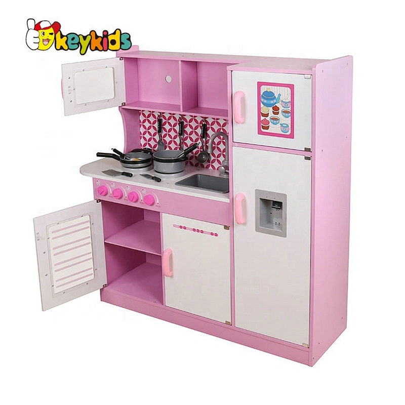 New released kids wooden kitchen set with plastic accessories W10C364B