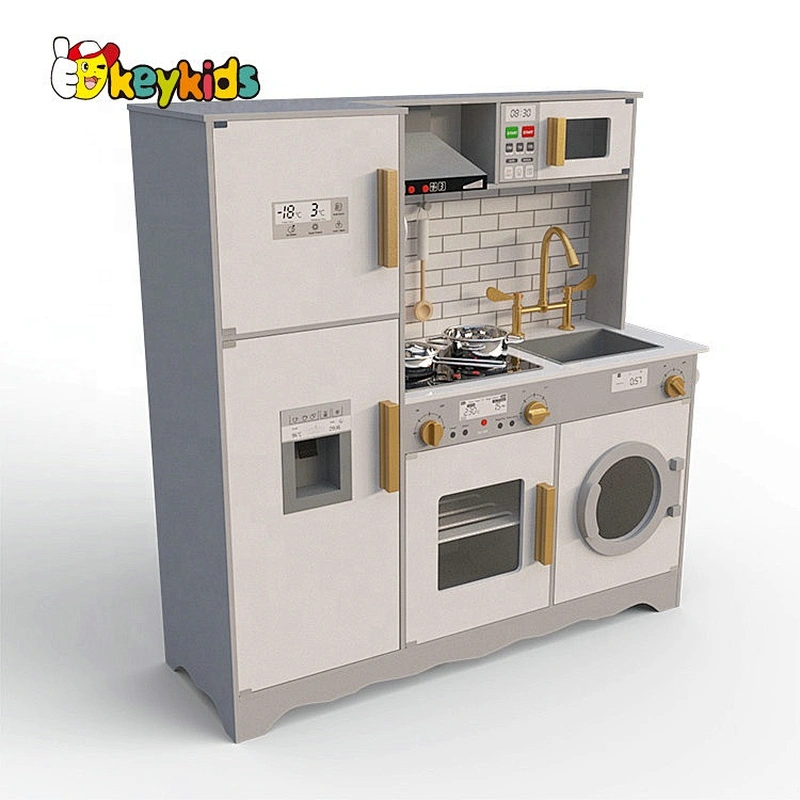New released children wooden electronic kitchen toy with realistic functions W10C514