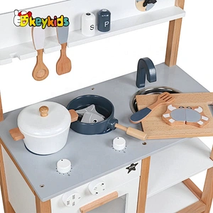 Top sale pretend game wooden kids play cooking set with accessories W10C402