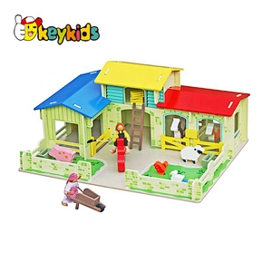 new design kids wooden toy farm buildings for preschoolers W06A167