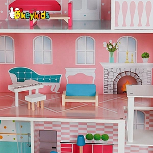 Customize simulation play wooden princess doll house for girls W06A421