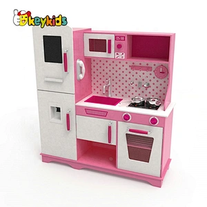 Customize pink wooden girls kitchen set toys with drinking fountain W10C597D