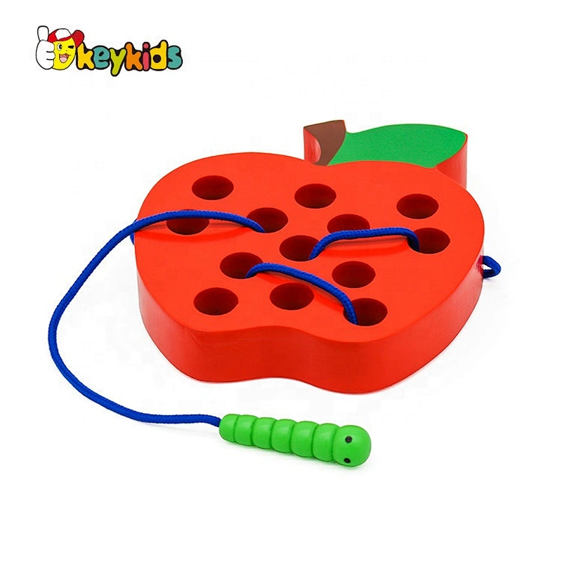 Hot sale threading activity wooden travel lacing game for children W11E095