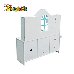 New hottest house shaped pretend blue wooden kitchen toy play set for kids W10C346
