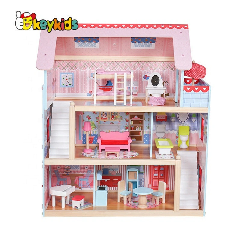 Top Sale Lovely Kids Wooden Barbie Doll House For Girls For Wholesale W06A100