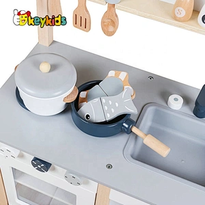 Top sale pretend cooking games wooden role play kitchen set for children W10C457