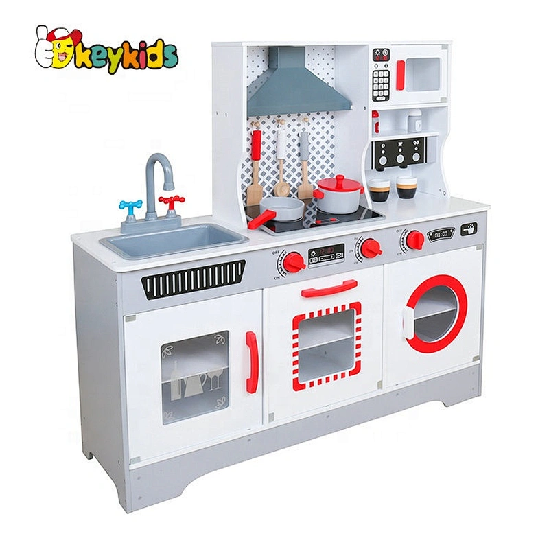 Newly released large children wooden toy kitchen with sounds W10C467