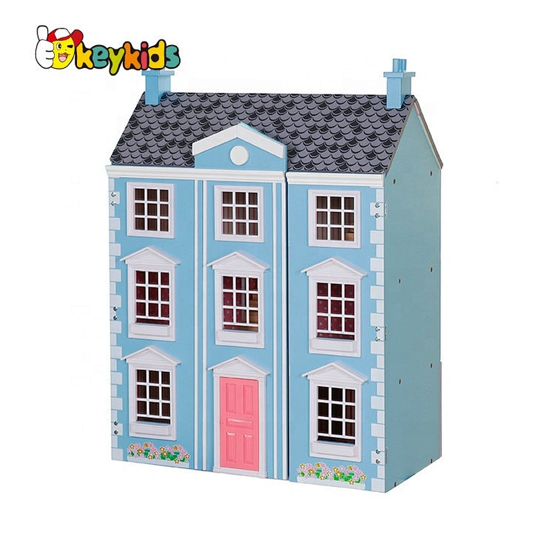 Custolmize blue kids wooden georgian dolls house for sale W06A419