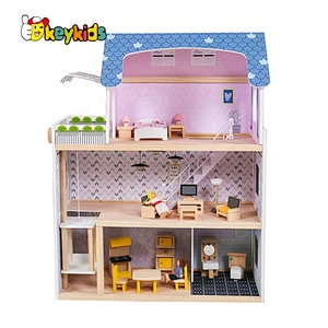 Top sale children miniature wooden dollhouse with sounds W06A365