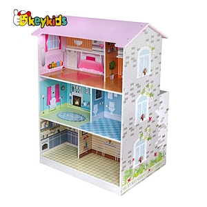 Original Design double sided toy set wooden doll house and kitchen for children W06A374