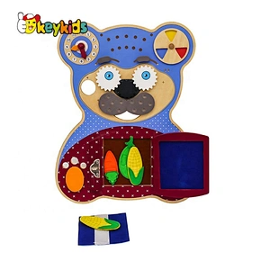 2019 Top sale DIY bear wooden montessori busy board for kids W12D120