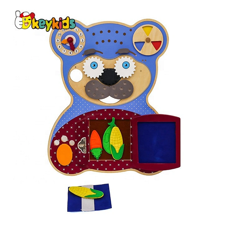 2019 Top sale DIY bear wooden montessori busy board for kids W12D120