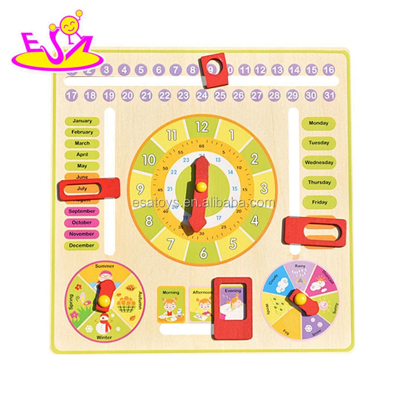 wholesale custom kids educational wooden toy baby calendar W09F005