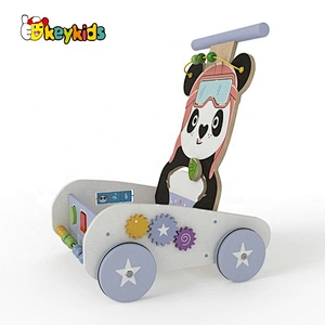 Customize baby activity fun wooden walker toy with blocks W16E156B