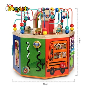 My busy town toddlers wooden activity cube with music W11B226