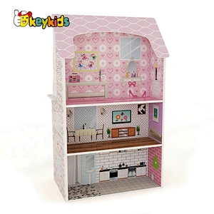 Original Design Kids 2 In 1 Wooden Small Barbie Playhouse And Kitchen Toys For Role Play W06A371D