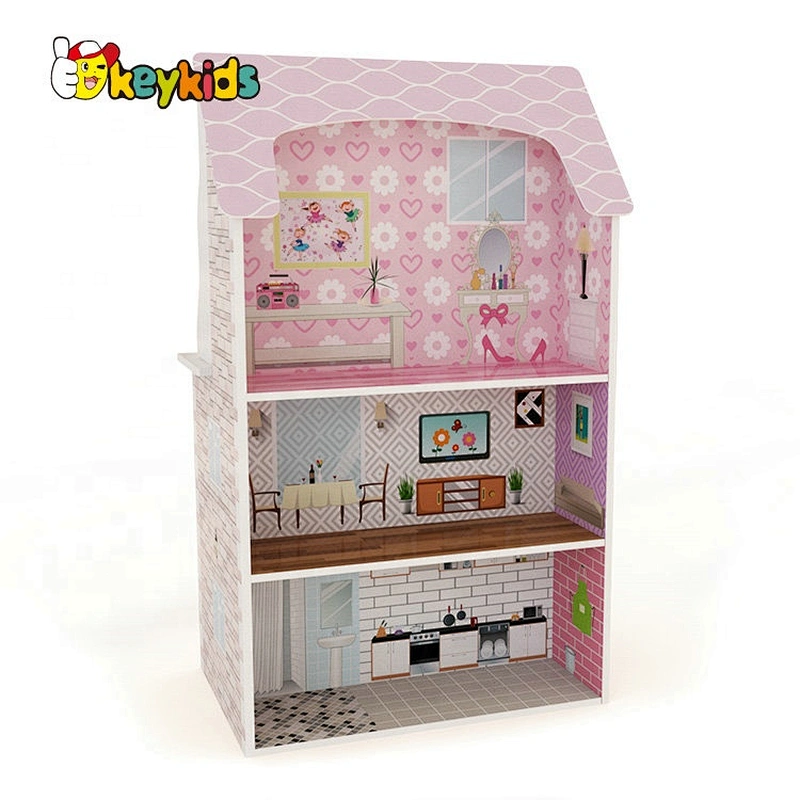 Original Design Kids 2 In 1 Wooden Small Barbie Playhouse And Kitchen Toys For Role Play W06A371D
