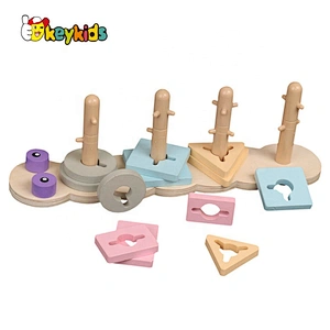 Custom diy montessori wooden shape sorter activity cube for baby W12D307