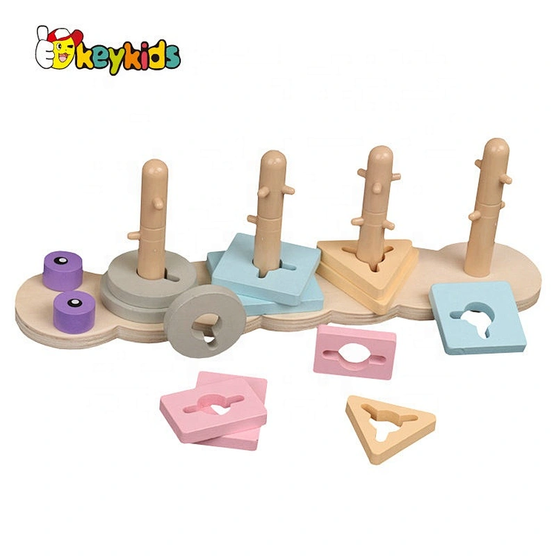Custom diy montessori wooden shape sorter activity cube for baby W12D307
