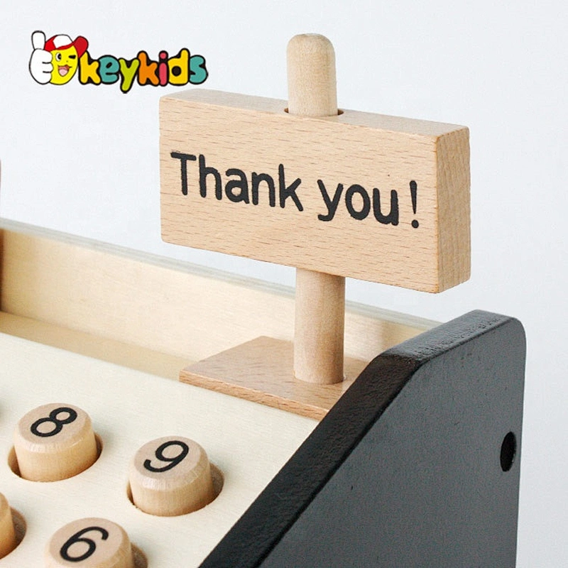 Top sale kids wooden pretend play toy cash register for wholesale W10A066