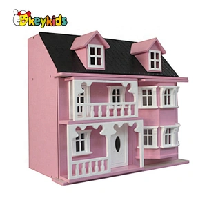 Hot selling kids miniature wooden dollhouse kits for role play W06A409