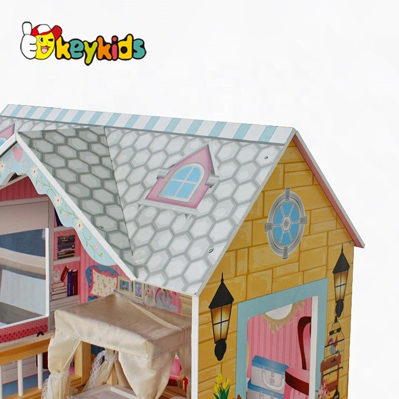 Top sale wooden kids dollhouse with elevator W06A247