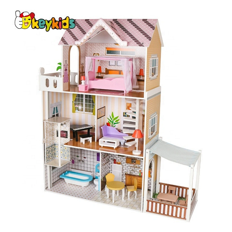 Kids Wooden Majestic Mansion Dollhouse Toy With Lift And Furniture W06A412
