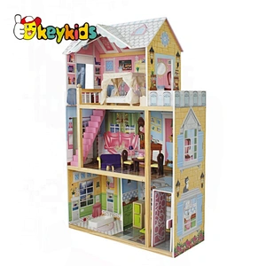 Top sale wooden kids dollhouse with elevator W06A247