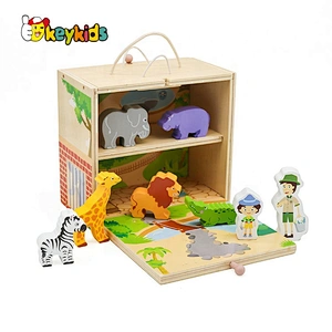 New arrived zoo playsets wooden zoo animals toys for kids W06A384