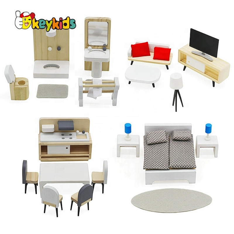 Top sale pretend play mini wooden doll house furnitures for kids W06B105