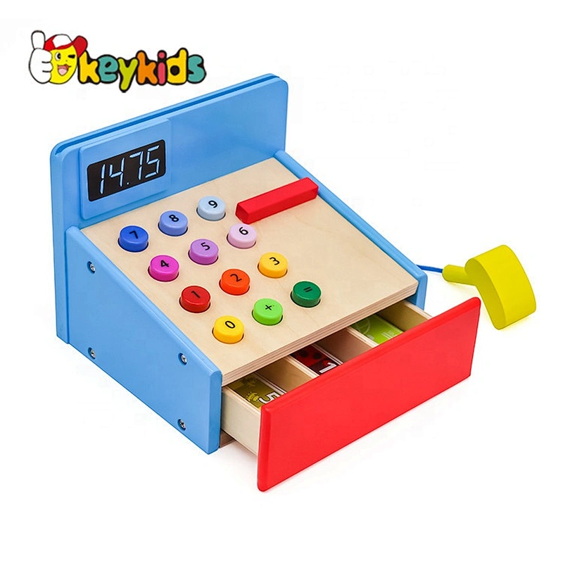 Best design baby wooden mini toy pos cash register for pretend play W10A021