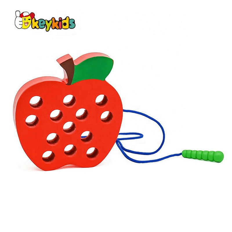 Hot sale threading activity wooden travel lacing game for children W11E095
