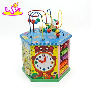 New arrival educational 6 in 1 wooden activity cube for baby W11B172
