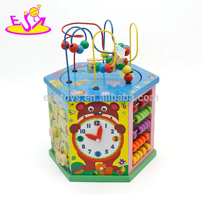 New arrival educational 6 in 1 wooden activity cube for baby W11B172