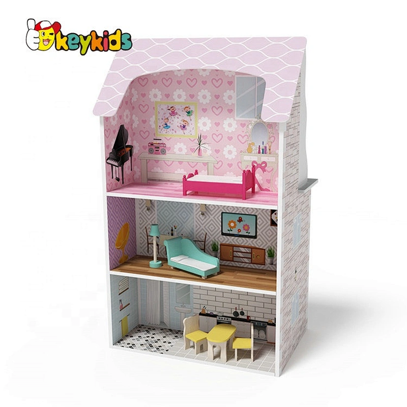 Original Design Kids 2 In 1 Wooden Small Barbie Playhouse And Kitchen Toys For Role Play W06A371D