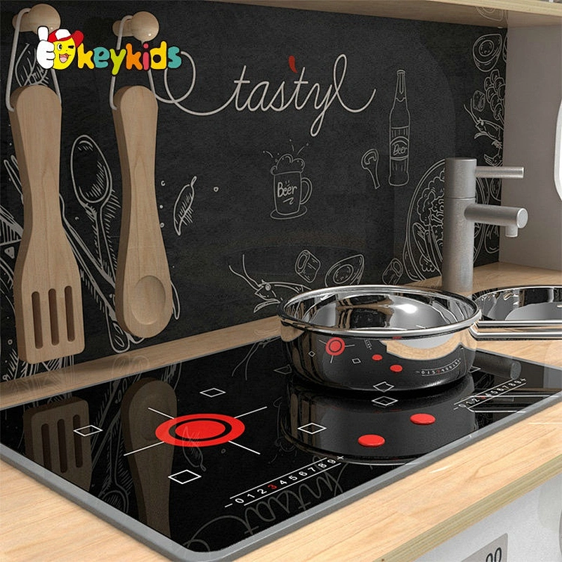 New arrival children wooden toy kitchen play set with accessories W10C546