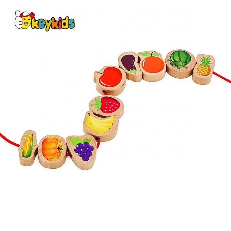 2020 Hot sale educational wooden stringing beads for toddlers W11E158