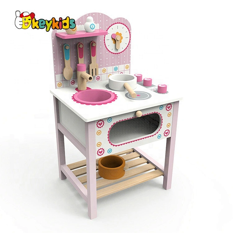 New Original Design pink wooden play kitchen set for girls W10C549