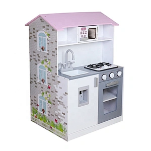 Original Design double sided toy set wooden doll house and kitchen for children W06A374