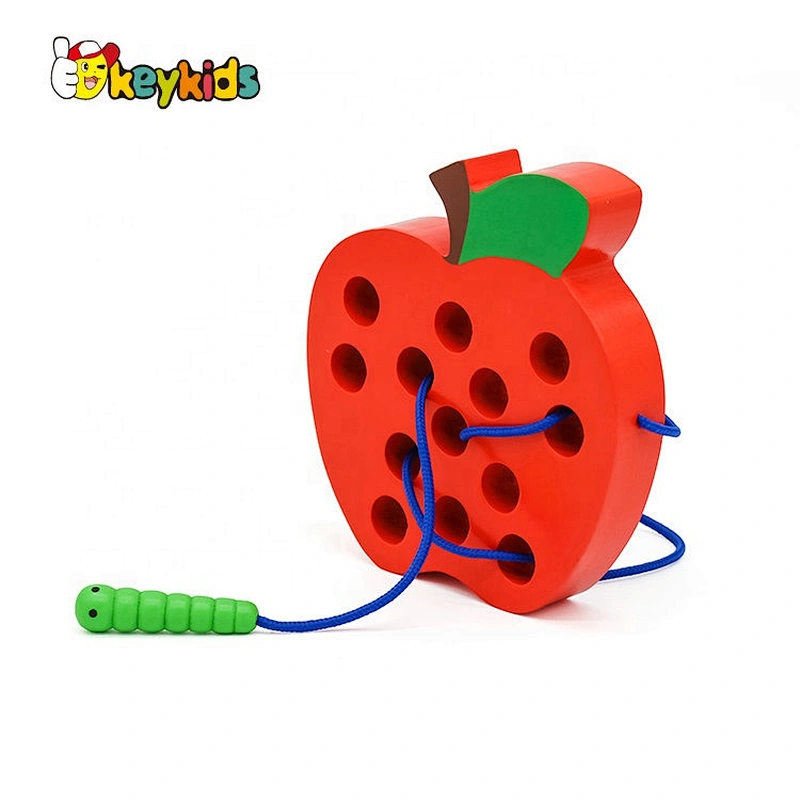 Hot sale threading activity wooden travel lacing game for children W11E095