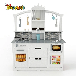 New released white wooden kids kitchen play set for sale W10C562
