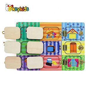 Top fashion educational wooden locks and latches board for kids W12D123