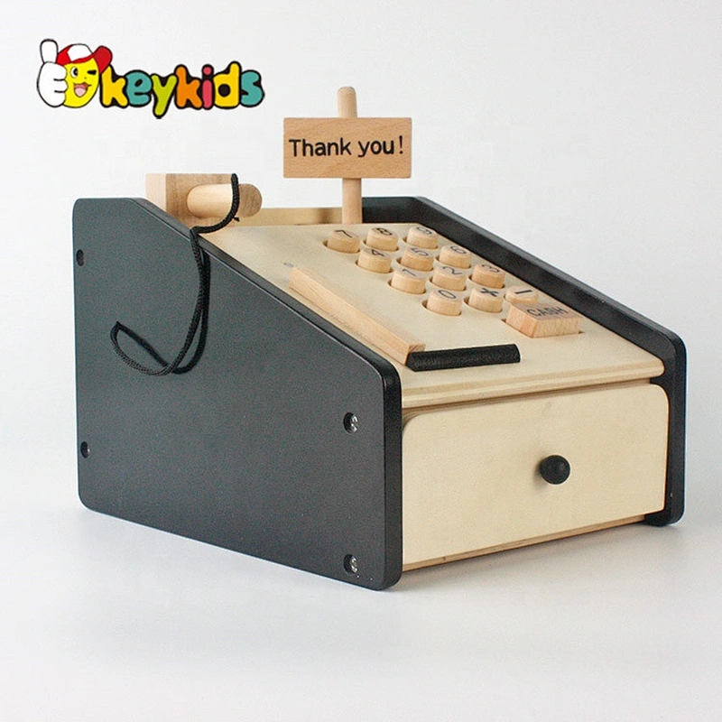 Top sale kids wooden pretend play toy cash register for wholesale W10A066