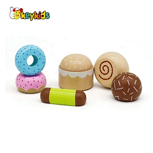 Most popular kids pretend play wooden cake stand toy with 6 cakes W10B250