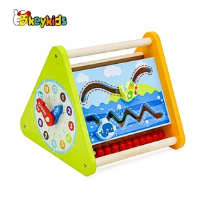 School Learning Toys Wooden Triangle Activity Cube For Kids W12D176