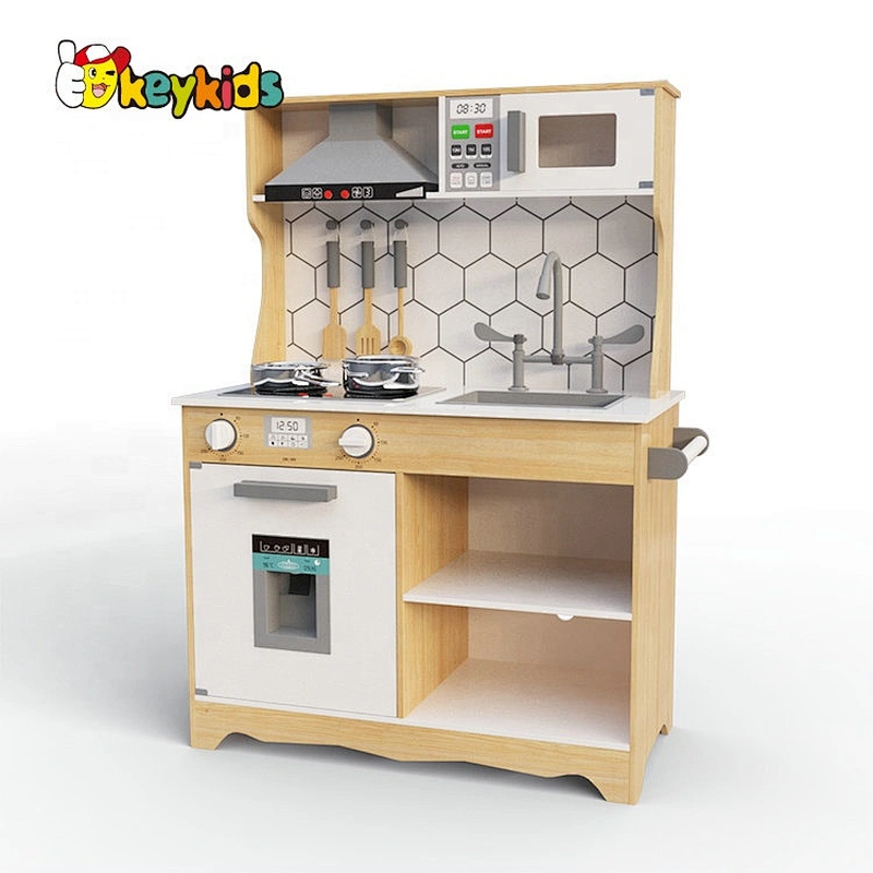 Wooden Kitchen Set With Electronic Kitchen, Interactive Range Hood, Stove And Ice Maker W10C515