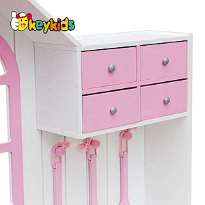 New hottest big house shaped pink wooden kids kitchen set toy for pretend play W10C336