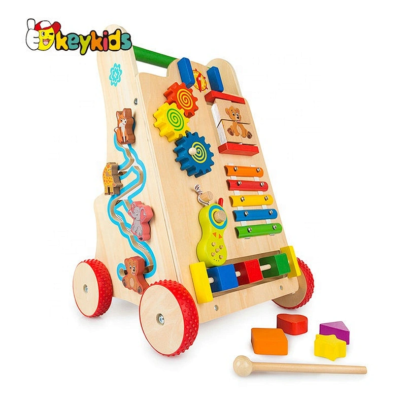 Best design activity play wooden baby walker with wheels W16E146