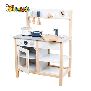 Top sale pretend cooking games wooden role play kitchen set for children W10C457
