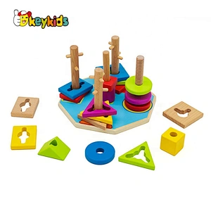 2019 New design stacking wooden baby shape sorter for early development W13E084
